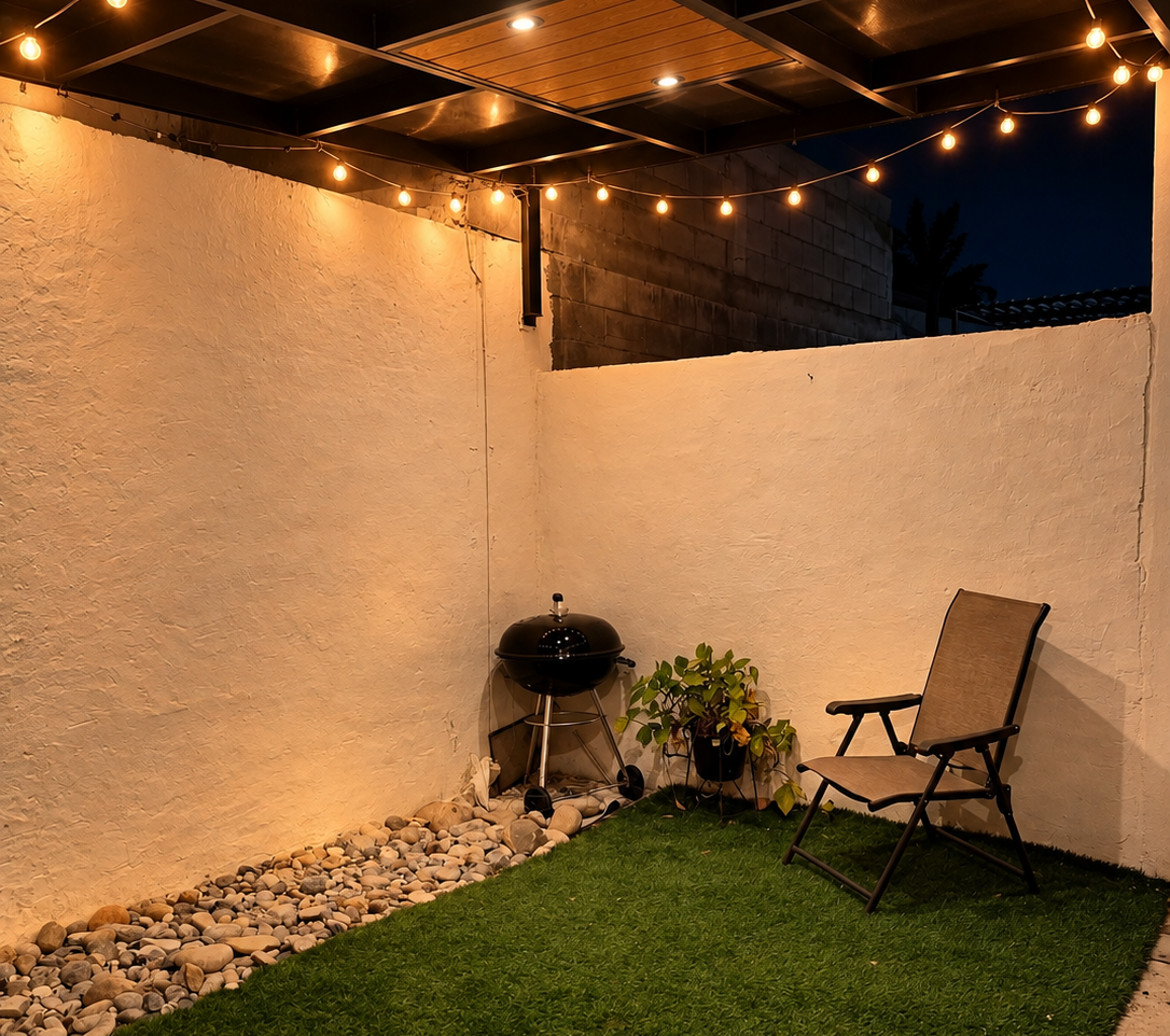 Patio trasero con asador de Casa San Andrés